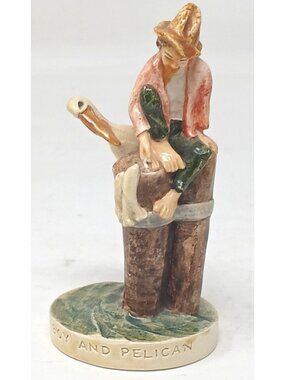 Boy And Pelican Figurine By Sebastian Miniatures 1953 Handcast HandPainted #GS-7